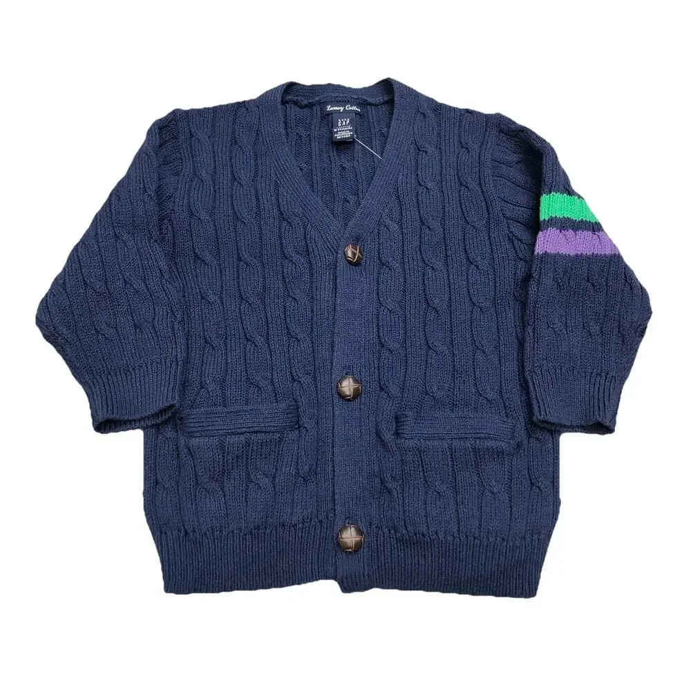 Gap Baby Cardigan Sweater Luxury Cotton Navy Blue Toddler 18-24 Months Y2K